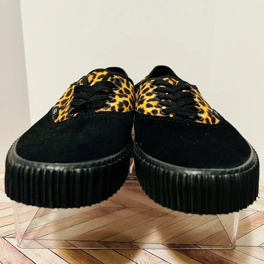 Vans Authentic Creeper Leopard Men 13 Black Suede Sneakers Paul Van Doren Animal